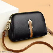 The  black Adjustable Sling - Premium PU Leather with Dual Zipper Compartments