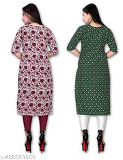 Women’s Printed Crepe Kurti | Stylish Fashion Kurta for Daily Wear | combo of 2 | pack of 2