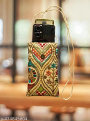 Ethnic Embroidered mobile pouch with waist clip for women/girls  - Multicolour