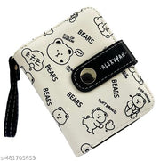 Alexvyan Compact Bears Tri-fold Wallet PU Leather, Women's Purse Wallet Organizer Female Hand Clutch Women/Ladies/Girls Wallets Credit Card Holder - Black