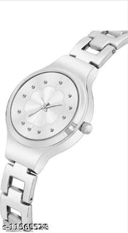 Gorgeous Flower Designer Silver Metal Analog Watches for women
