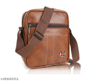 Men office bag | Small travel sling bag | Men’s Small Sling Bag | PU Leather Side Bag with Adjustable Strap | Casual Men Crossbody Bag | Stylish PU Leather Sling Bag for Everyday Use Tan