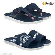 BRD-799-BRD-813 Navy Rexine Flip Flops For Men Combo Pack of 2
