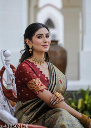 cotton silk jacquard with blouse