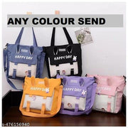 Korean Japanese Cute New Happy Day Tote Bag & Hand Bag Large Capacity Bag Multi-functional Bag One Shoulder Crossbody Tution Bag, College Study Bag,shopping Bag,Hand Bag For Office & Daily Use (PACK OF 1) Any colour send