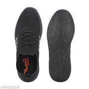 TEXOS Black Flyknit Memory Foam Casual Slip-On Sneakers Shoes For Men