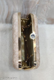Party Clutch for Women Trendy Golden Color Box Clutch with Handle Dulhan purse Bridal Clutch