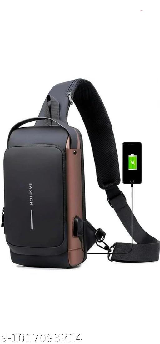Urban Trek Men’s Water-Resistant Multi-Pocket Crossbody Sling Bag for Travel, Office & Daily Use (Black)