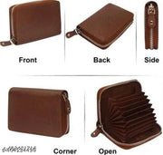 High Quality Zipper, 9 Slots Leather Credit Card Holder | ATM Card Holder For Mens and Womens (PACK OF 1)(Light Brown)