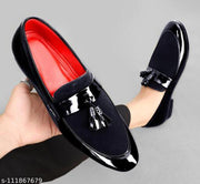 STEPFEET Men's Black Velvet Stylish Loafers