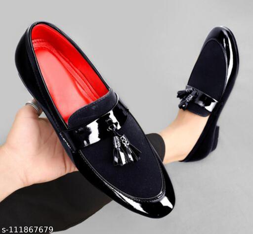 STEPFEET Men's Black Velvet Stylish Loafers