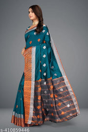 Premium silk blend fabric with smooth finish Rich zari weaving for traditional royal look Stylish pallu with intricate design Soft, lightweight & comfortable for long hours Comes with matching blouse piece