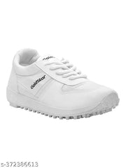 Stylish White Synthetic Solid Walking Shoes For Men
