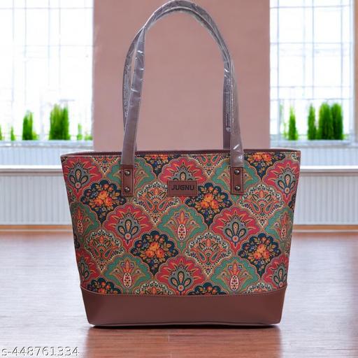 JUGNU Handbags for women tote bag handcrafted jute printed fabric  handmade eco-friendly light weight travelling ethnic casual party office shoulder for collage girl universal use