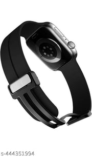 Soft Silicon Magnetic Smart Watch Strap Belt for Ultra Watch 49 mm, Series 8 / 7 45 mm, Series 6 / 5 / 4 44 mm, Series 3 / 2 / 1 42 mm, T800 Ultra, Watch 8 Ultra, i8 Pro Max, W26, T800 Smart Watch Strap (Black)