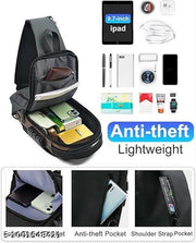 Chest Bag for Men&Women with USB Charging Portt | Anti-Theft Crossbody Sling Bag for Men | Travel Shoulder USB Sling Bag | Sports Messenger Bag | Side Bag Casual Daily Use Bag Water Resistance (Black&Brown))