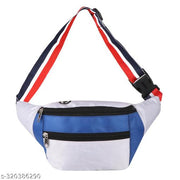 ZnW 3 Zipper Hiking Traveler Sports Waist Pouch Cycling Walking Running Chest Bag Waist bag( Royal Blue/White)