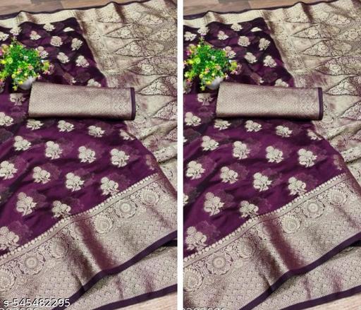 Vaani Fashion's Latest Fancy Organza Banarasi Jacquard Self Designed Silk Saree
