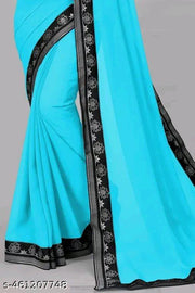 Solid/Plain Daily Wear Georgette Saree
