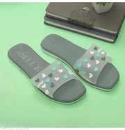 Latest heart print Green slippers