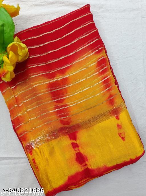 Trendy Pading Zari Stripe Georgette Saree
