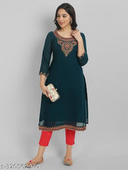 Jash Creation Women Embroidered Georgette A-line Kurta
