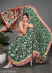 AJRAKH BLOCK PRINT MULMUL COTTON SAREE