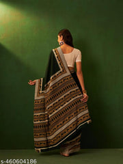 Dori Sarees Dark Green Crepe Saree sari For Woman With Blouse Piece