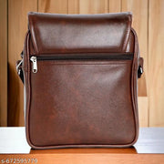 Brown Men & Women Sling Bag Men’s Classic PU Leather Side Sling Bag with Secure Flap Design