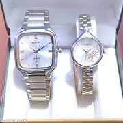 Attractive Silver Stainless Steel couple watch combo party wedding Couple Wedding Gift Combo, Anniversary Gift Combo, Couple Gift set - Men & Women