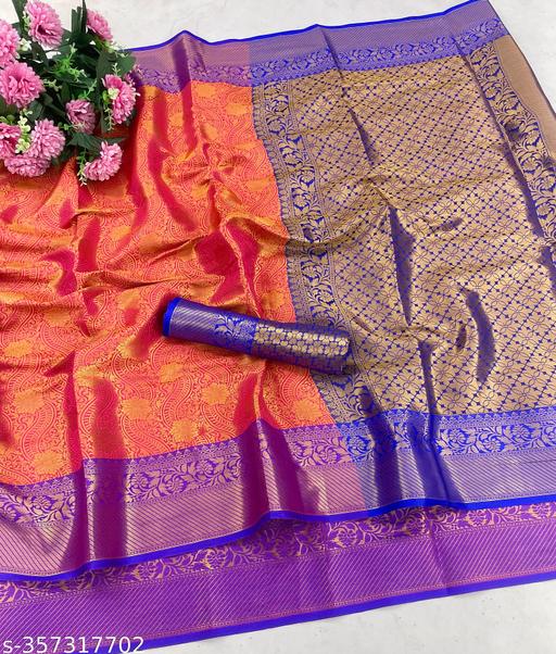 Luxury Banarasi Silk Saree for Women | Bridal Collection Saree  Soft Banarasi Silk Saree with Rich Zari | Ethnic Party Wear Saree