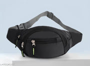 Flikker: Men's Black Waist Bag || Waist Bag For Men || Stylish Chest Bag For Women Belt Bag || Unisex Crossbody Side Bag For Boys Small Pouch Fanny Pack For Girls Swag Bag for Man Hip Bag (Black, Pack of: 1)