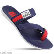 WALKAROO Men Daily Wear Comfort Slip-On Sandals with Cushion Sole |gents slippers| daily wear slippers for men| slippers For men|outdoor chappals| lightweight chappals| flat slippers for men| slip on chappals| Walkaroo men footwear-GG8210 Blue Red