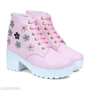 New Trendy, Stylish , Girl's High Heel , Comfortable and Fashionble ,Out Door , Boot Shoe's For Women/Girls , Ankle Length , LightWeight , Lace Up Casual , Boot For Women/Girls Boots For Women