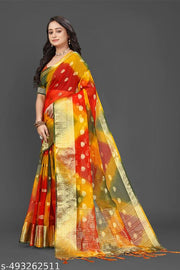 NEW FANCY ORGANZA SAREE  MULTY COLOUR SAREE