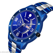 Stylish Analog watch Blue,silver color  Day And date  watch for Men And Boys