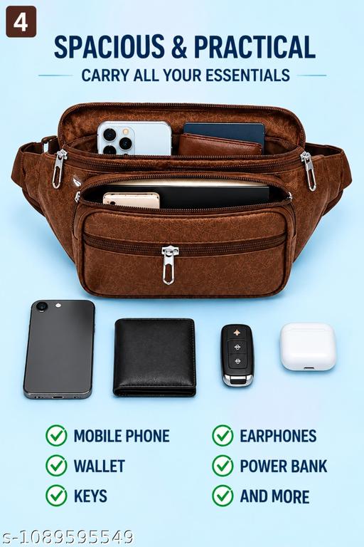 Men’s Premium Multi-Pocket Waist Bag | Crossbody Belt Bag | Travel & Daily Use