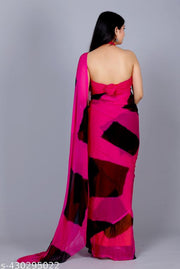 Trending Pure Chiffon Latest Black Designar Printed saree For Women