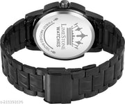 LIMESTONE All Black Day & Date Functioning Long Life Black Plated Chain HMTS Quartz Analog Watch - For Men ()