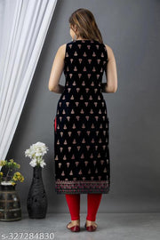 Women's Indian Sleeveless Black Kurti