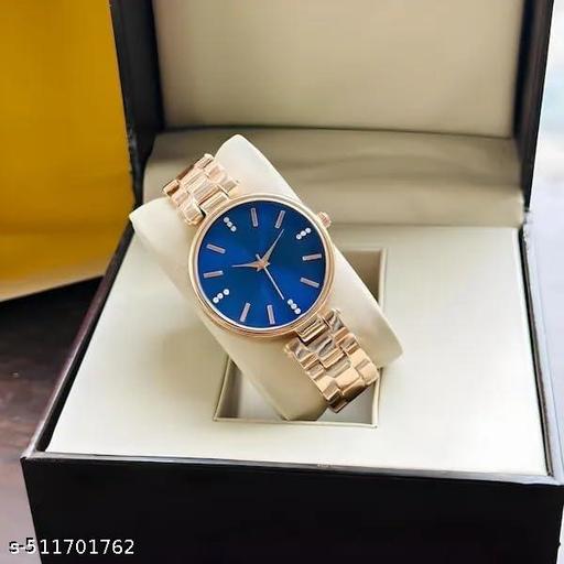 Premium Luxury Rose Gold Women's Wristwatch with Blue Dial | Stylish Analog Bracelet Watch for Girls & Ladies |  Party Wear & Casual Fashion Timepiece