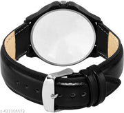 Welix Analog Round Black Dial ALPHABET A Design Stylish Black Leather Strap Classic Design Fancy Wrist Watch for Men and Boys, Pack of 1 - ALPHA-A-3K-BLK-L
