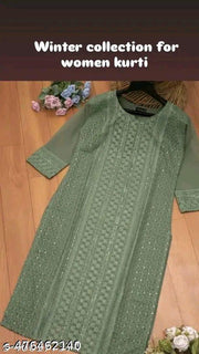 Chikankari Kurta, Embroidery Kurta For Women, Short Kurti