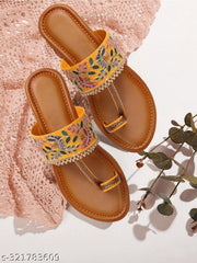 Kolhapuri style flats for women Yellow