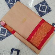 Golden Zari Cotton Silk Paithani Saree Tusser Red