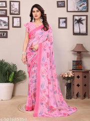 Daily Wear Bollywood Style Abstract Printed Saree For Women with Unstitch Blouse Piece