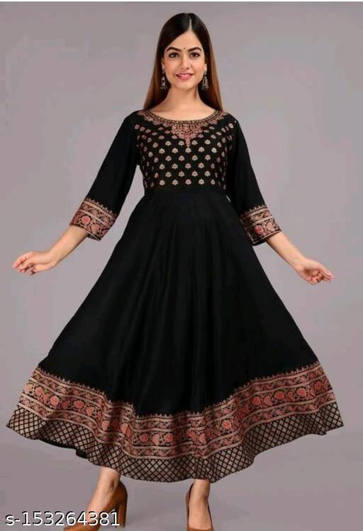 Rayon Anarkali Kurti for Women | Ethnic Print Kurti for Girls