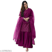 NEW DESIGN ATTRACTIVE LOOK COTTON KURTI SHARARA SET WITH DUPATTA