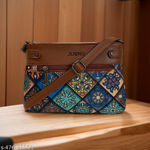 JUGNU-blue Sling bag for women Hancraft   Prited Bag