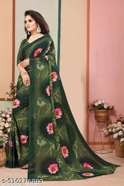 DEVANGI FASHION Party Wear Bollywood Style Floral Printed Saree For Women with Unstitch Blouse Piece